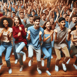 ダンスイベントで学生が発表している様子　盛り上がっている　画像