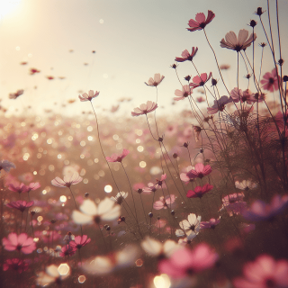 秋風に揺れるコスモス