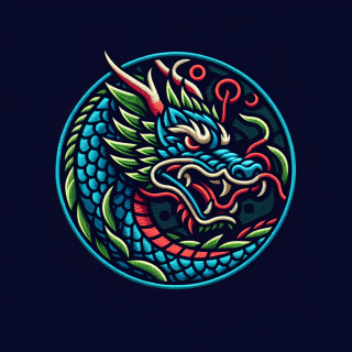 龍を刺繍したロゴ風のかっこいいデザイン