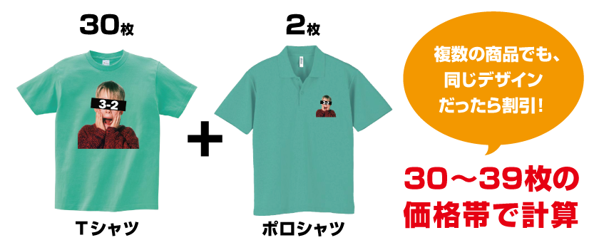 複数の商品でも、同じデザインだったら割引！