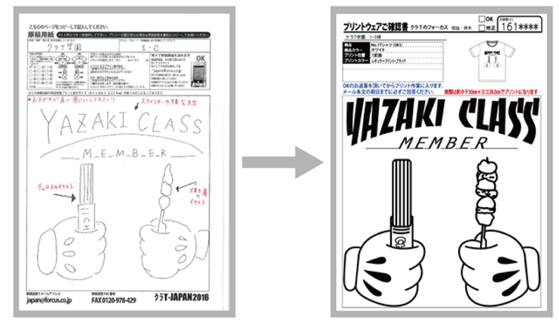 手描きデザイン記入例