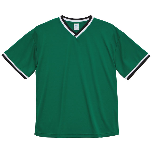 アイビーグリーン×ホワイト×ブラック｜スリーポイントリブラインTシャツ