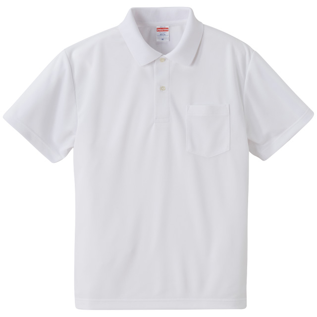 ホワイト｜さらさらドライポロシャツ(ポケット付)