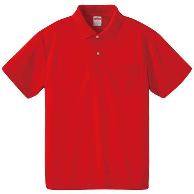 レッド｜さらさらドライポロシャツ(ポケット付)