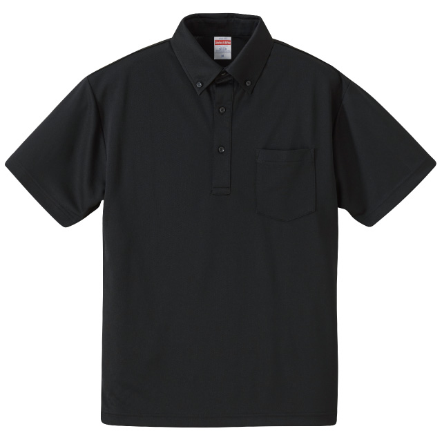 ブラック｜さらさらドライボタンダウンポロシャツ（ポケット付き）