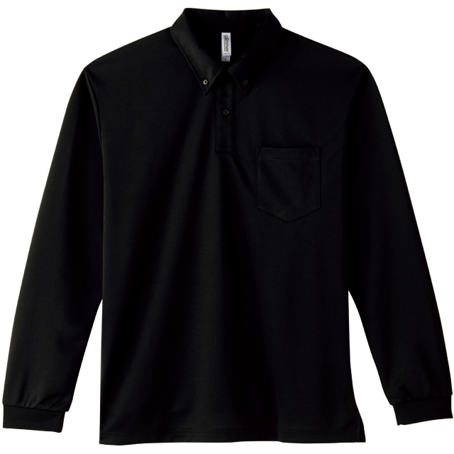 ブラック｜オフィスドライ長袖ポロシャツ