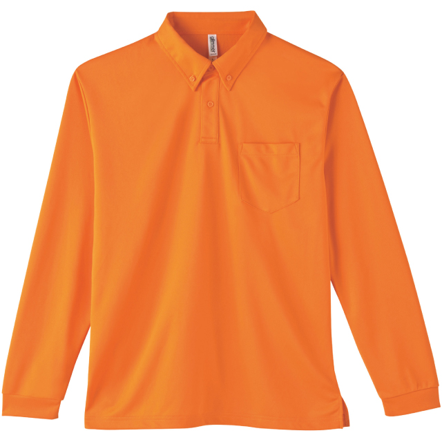 オレンジ｜オフィスドライ長袖ポロシャツ
