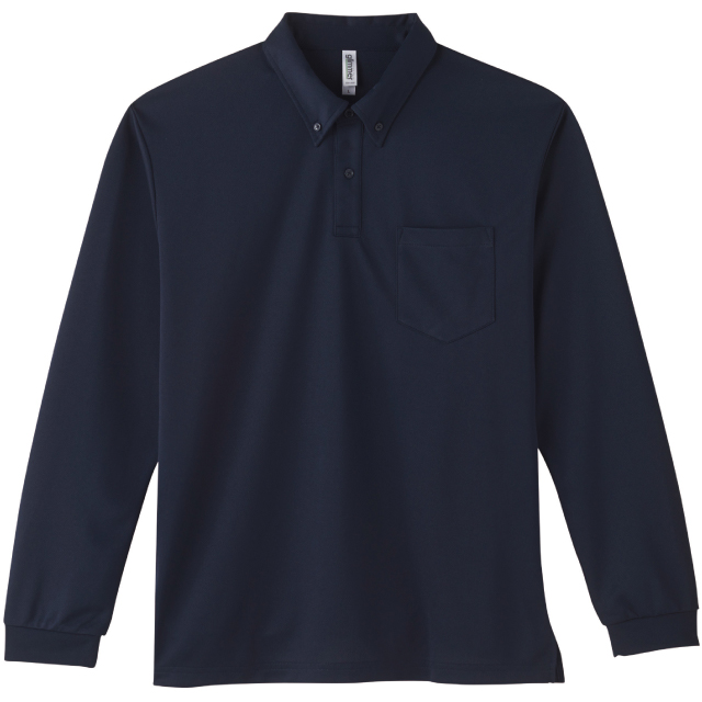 ネイビー｜オフィスドライ長袖ポロシャツ