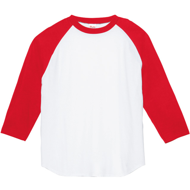 ホワイト×レッド｜しっかりコットンベースボールTシャツ