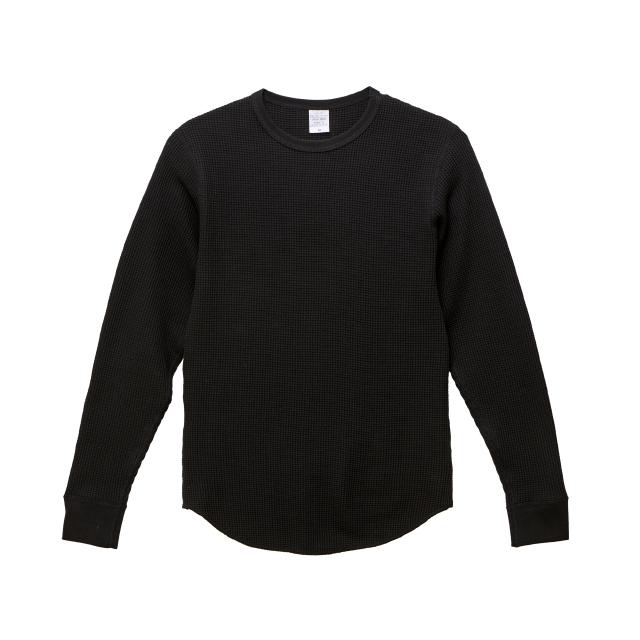 ブラック｜ワッフル編み長袖Ｔシャツ
