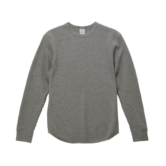 ヘザーグレー｜ワッフル編み長袖Ｔシャツ