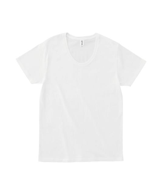 オフホワイト｜スリムUネックTシャツ