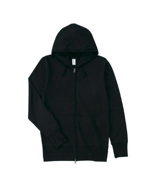 ディープブラック｜軽い着心地ジップパーカー