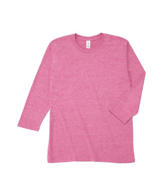 ヘザーピンク｜ソフトシルエット7分袖Tシャツ
