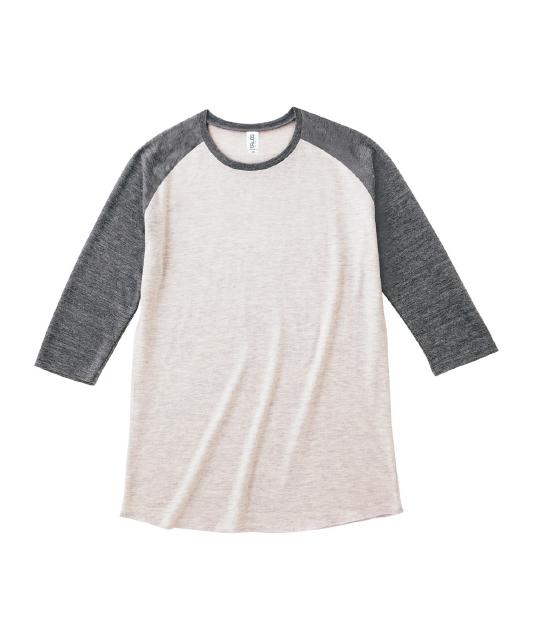 オートミール×ヘザーブラック｜ナチュラルミックスベースボールＴシャツ