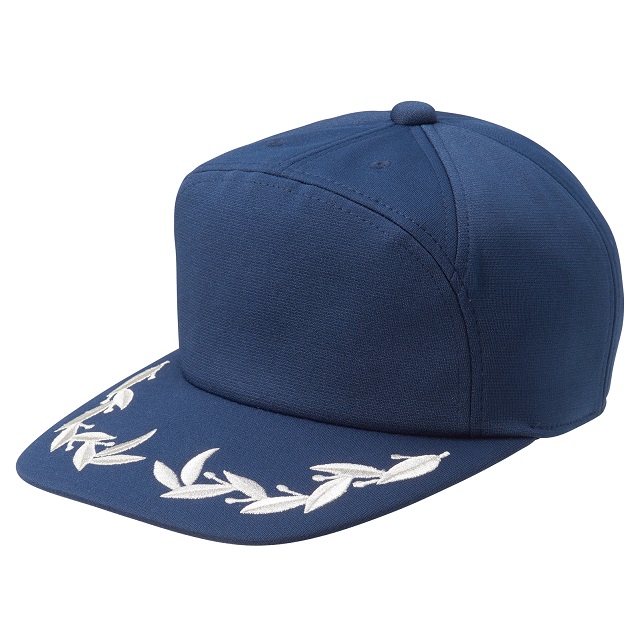 ネイビー（銀糸）｜リーフ刺しゅうキャップ