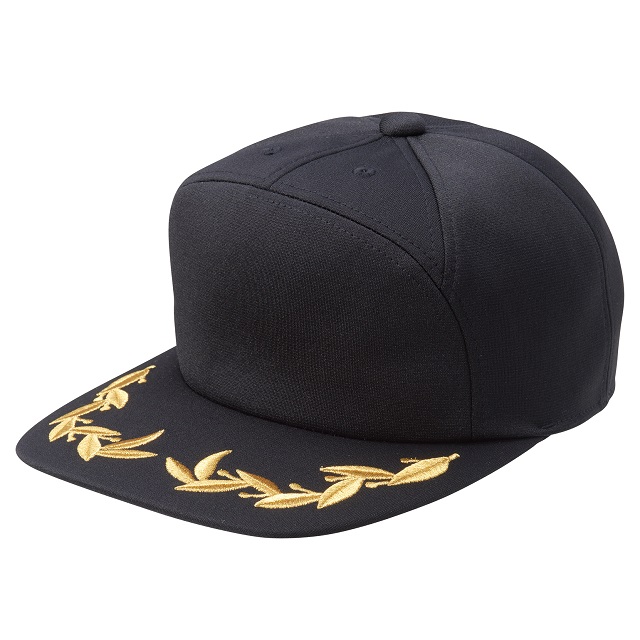 ブラック（金糸）｜リーフ刺しゅうキャップ