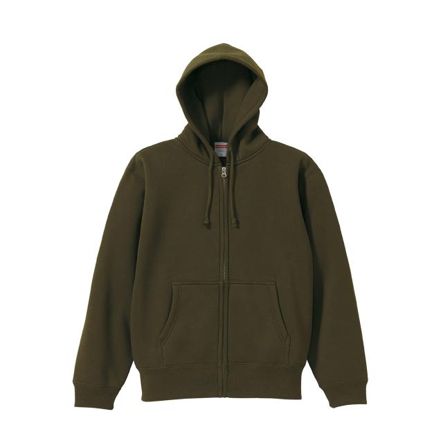オリーブ｜裏起毛ジップパーカー