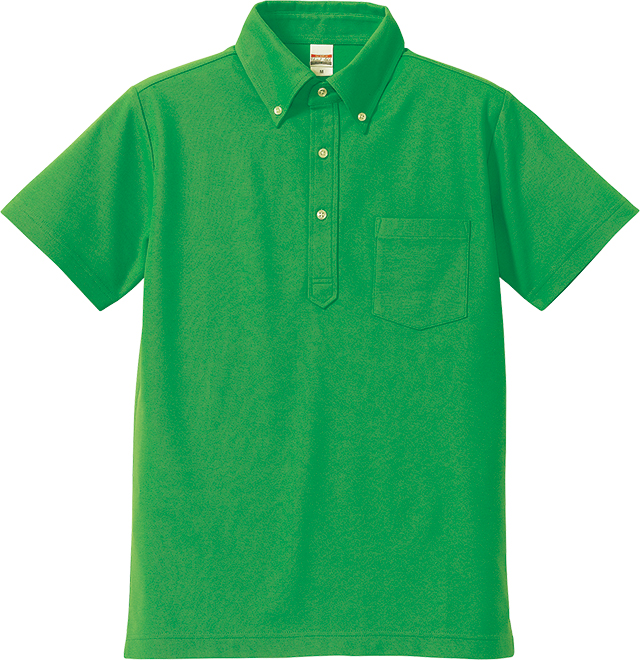 ブライトグリーン｜クールビズボタンダウンポロ（ポケット付）