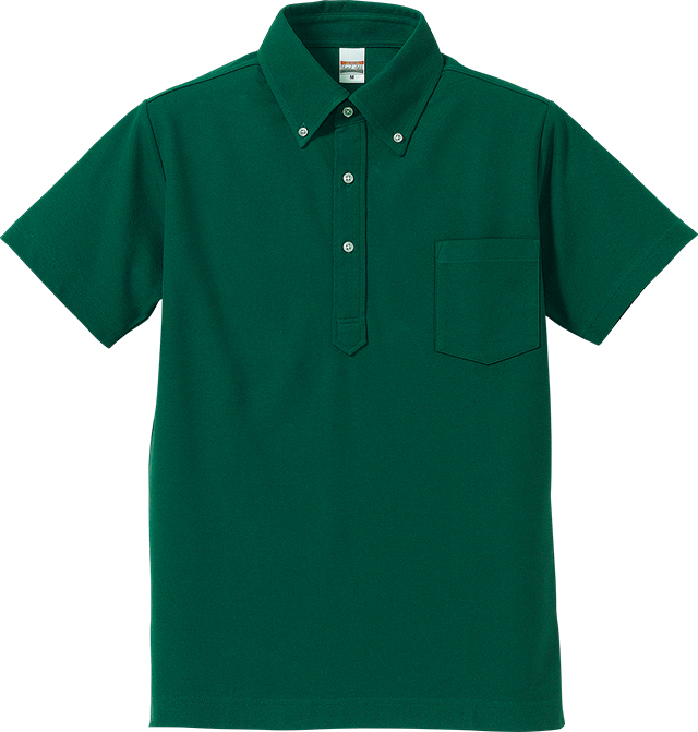 ブリティッシュグリーン｜クールビズボタンダウンポロ（ポケット付）