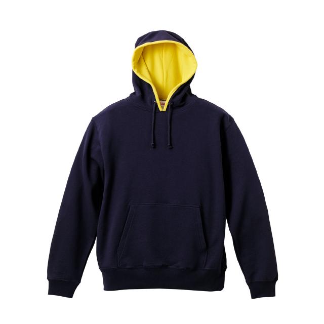 ネイビー×ブレージングイエロー｜カラフルフードパーカー