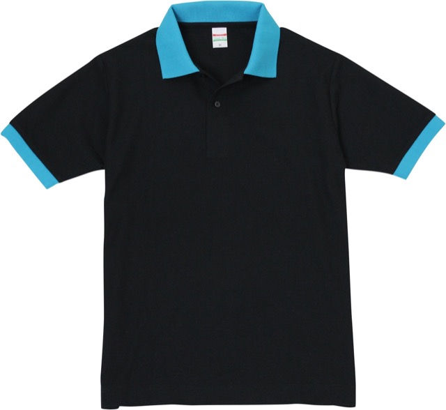 ブラック×ターコイズブルー｜カラフルポロシャツ