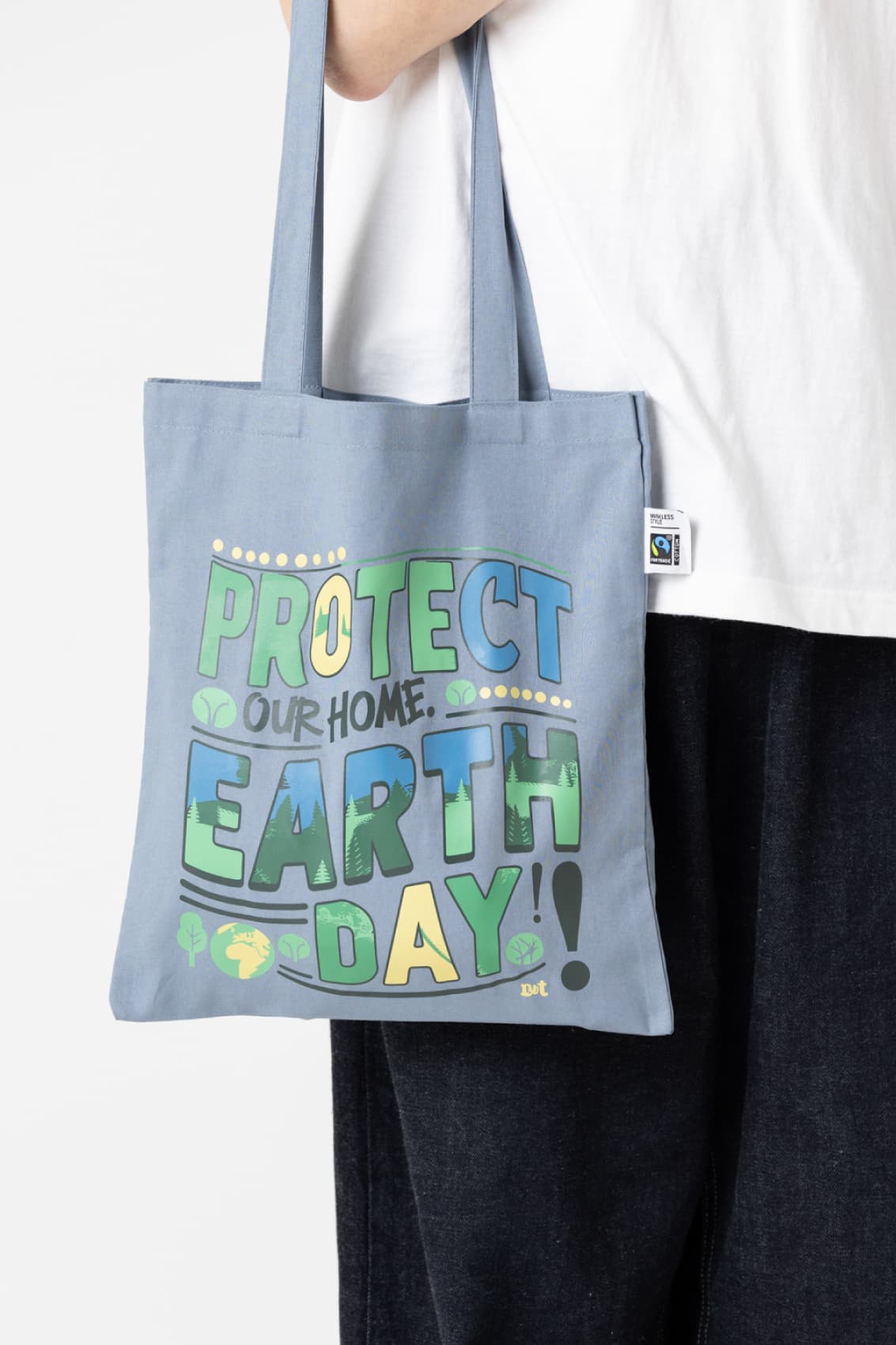 フェアトレードコットンカジュアルフラットバッグ（M）｜トートバッグ