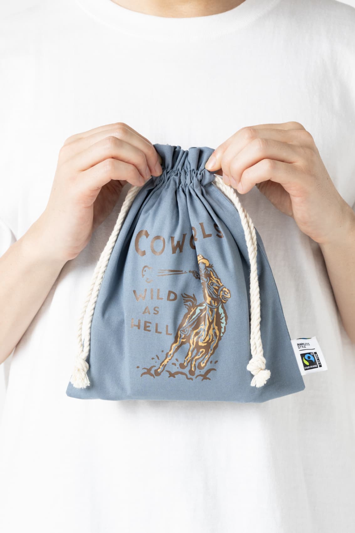 フェアトレードコットンフリル巾着（M）｜トートバッグ