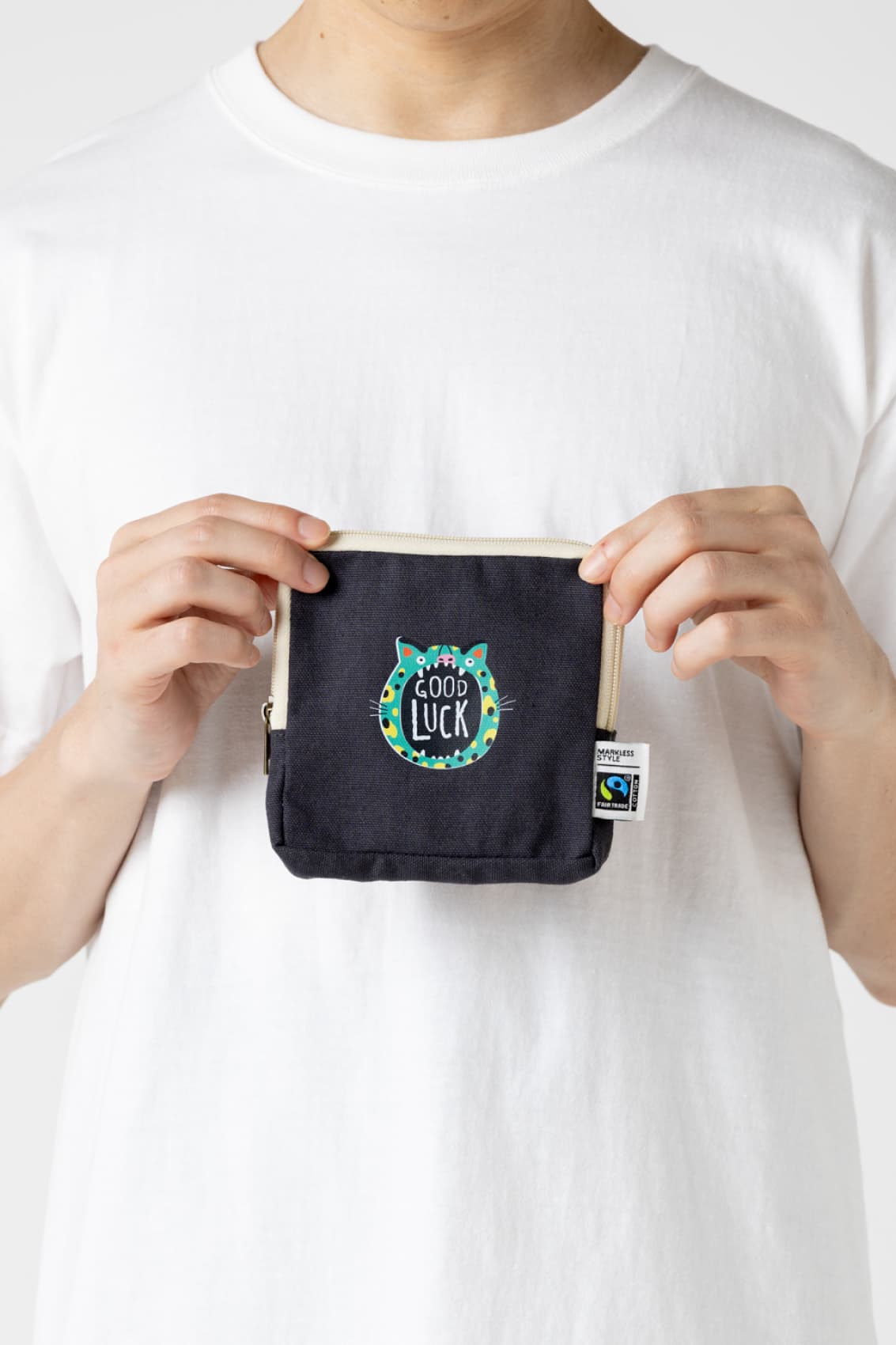 フェアトレードコットンスリムスクエアポーチ（S）