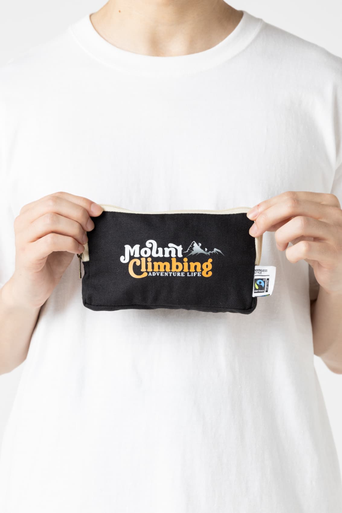 フェアトレードコットンスリムスクエアポーチ（M）