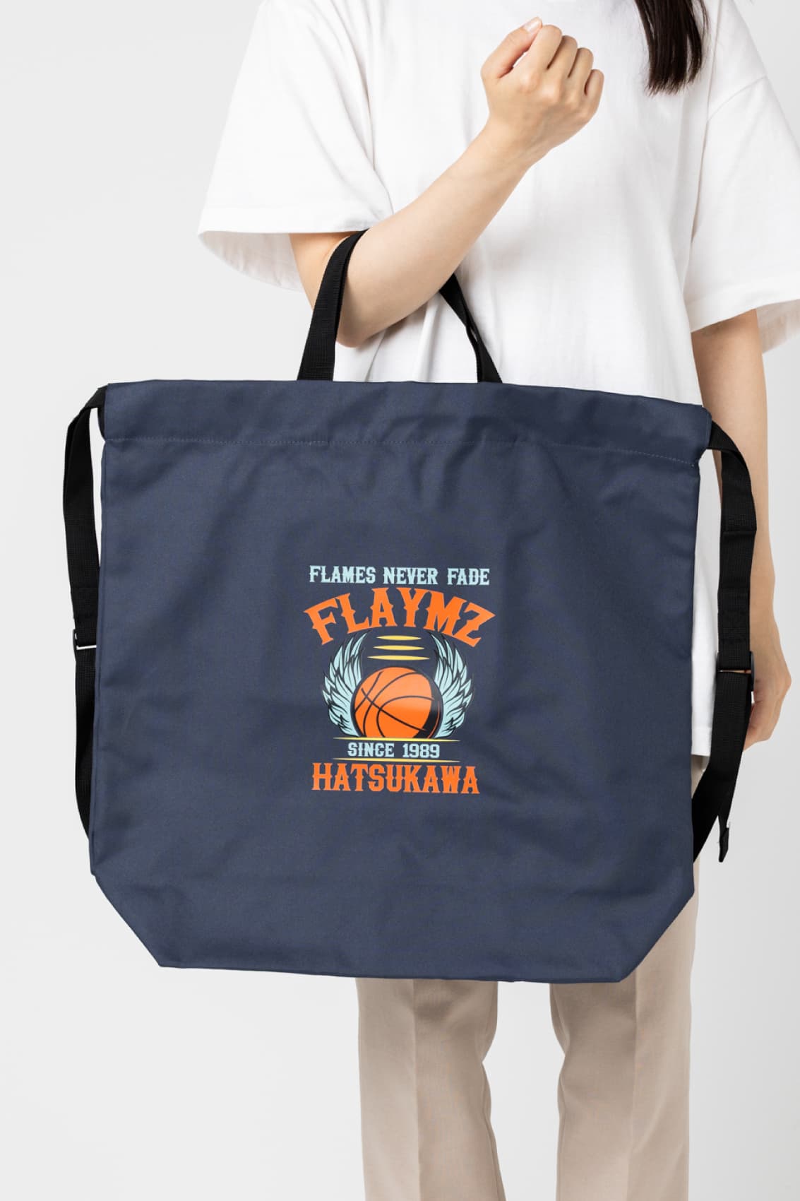 ハンドル付きポリ巾着リュック｜トートバッグ